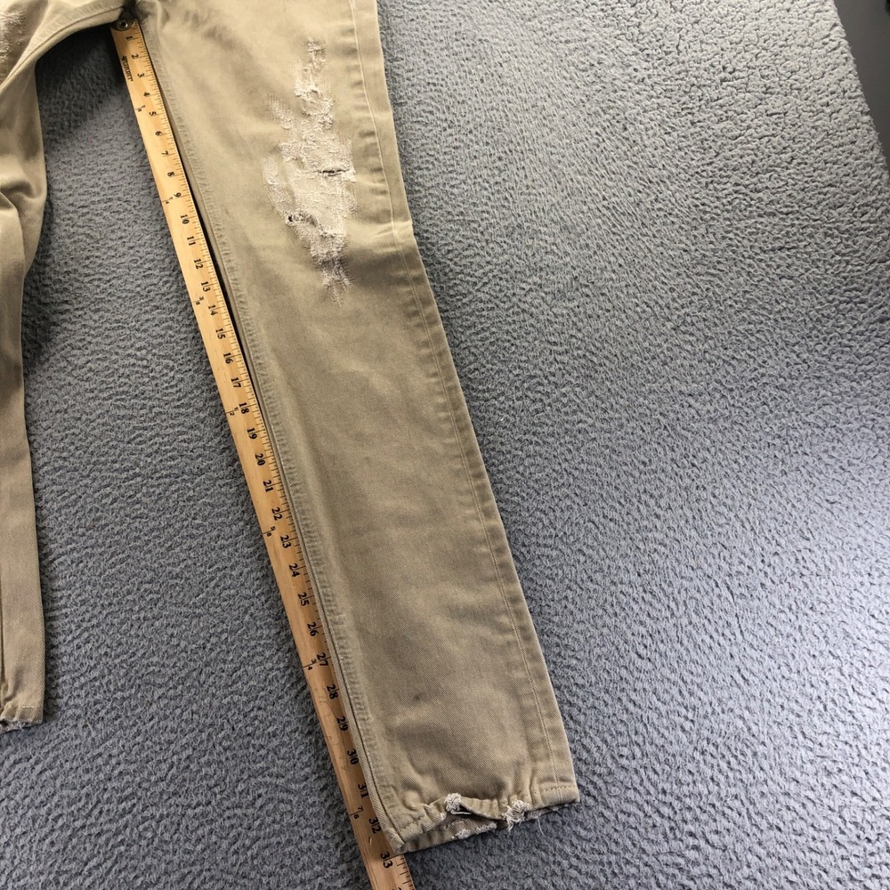 Alexander McQueen Jeans Womens 26 Beige Distressed Straight Leg Made In Italy - Picture 16 of 16